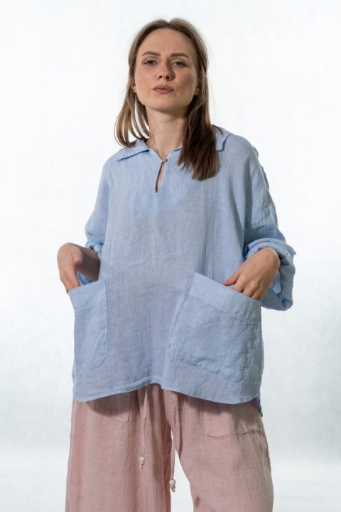 Bluzka lniana oversize Gioya & Co. - Cielo