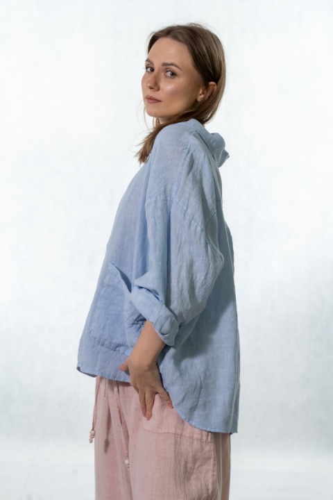 Bluzka lniana oversize Gioya & Co. - Cielo