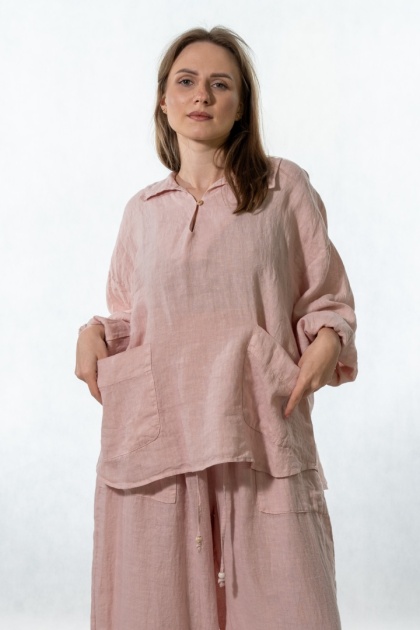 Bluzka lniana oversize Gioya & Co. - Cipria