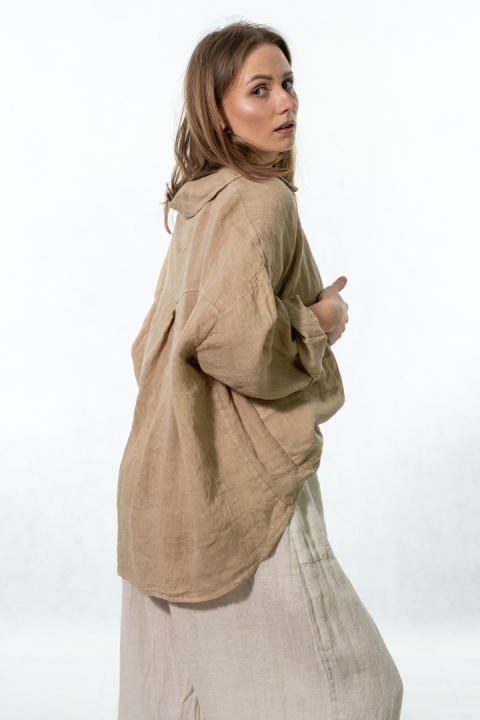 Bluzka lniana oversize Gioya & Co. - Safari