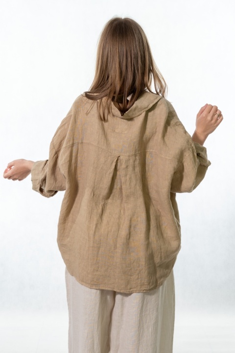 Bluzka lniana oversize Gioya & Co. - Safari