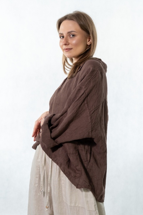 Bluzka lniana oversize Gioya & Co. - Moka