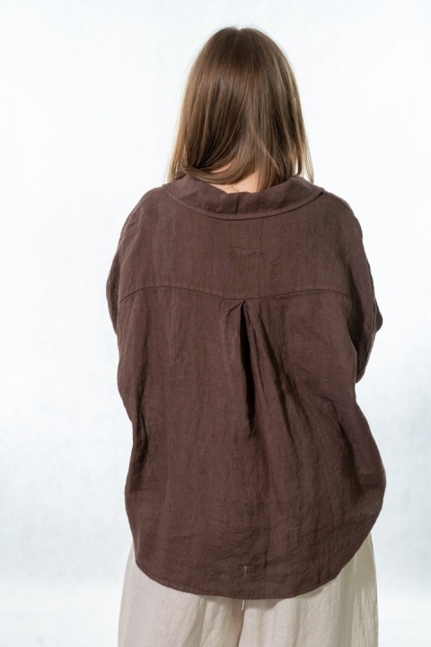 Bluzka lniana oversize Gioya & Co. - Moka