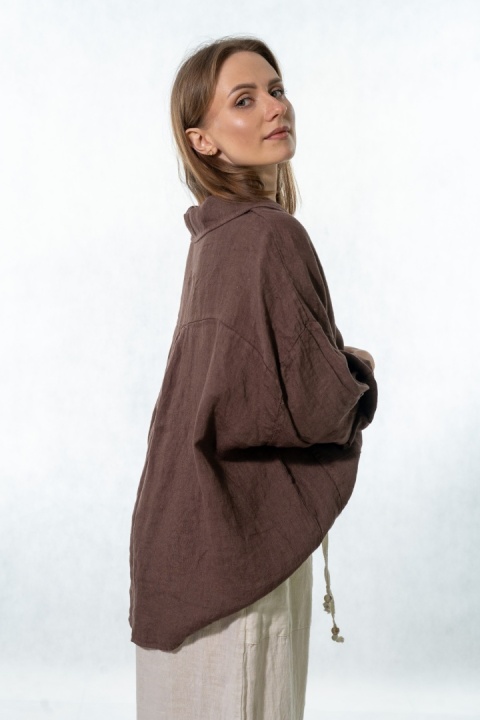 Bluzka lniana oversize Gioya & Co. - Moka