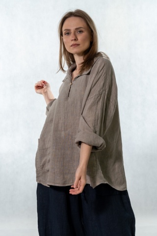 Bluzka lniana oversize Gioya & Co. - Fango