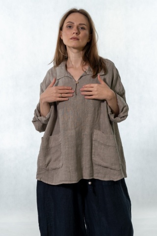 Bluzka lniana oversize Gioya & Co. - Fango