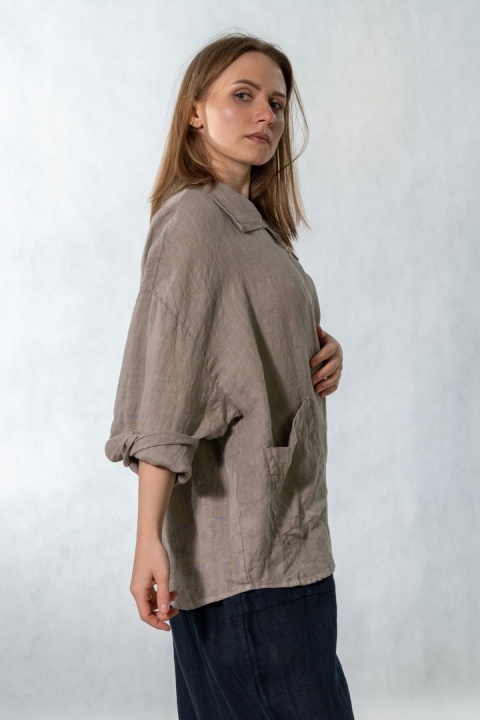Bluzka lniana oversize Gioya & Co. - Fango