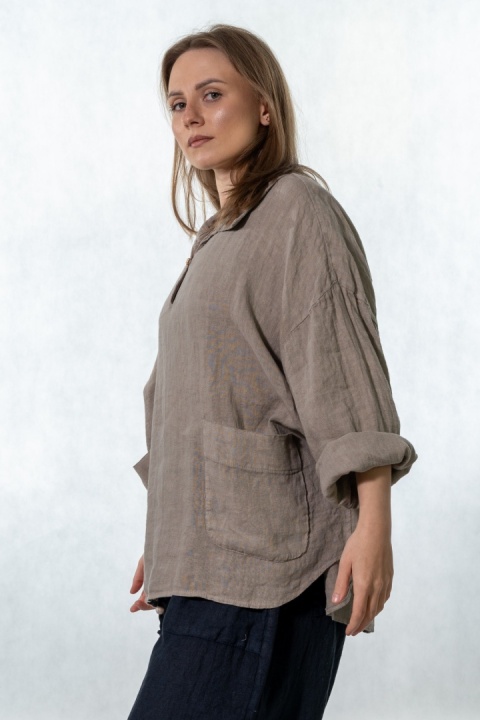 Bluzka lniana oversize Gioya & Co. - Fango