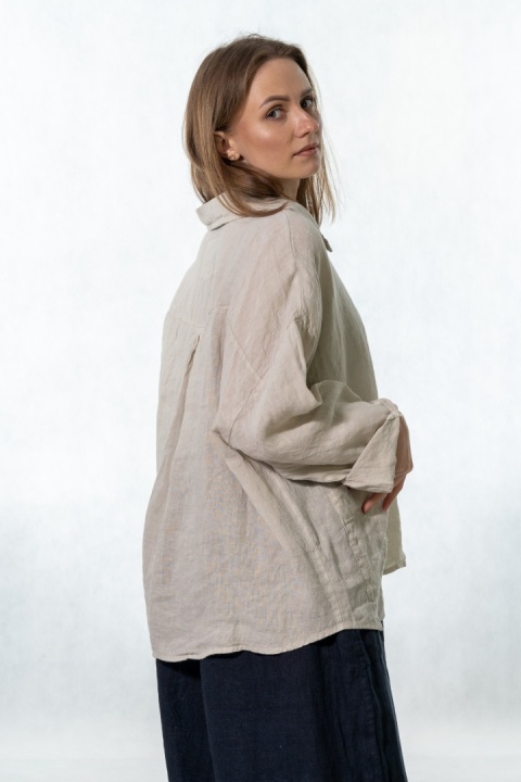 Bluzka lniana oversize Gioya & Co. - Sabbia
