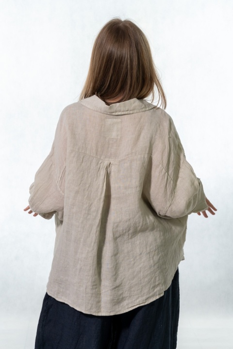 Bluzka lniana oversize Gioya & Co. - Sabbia