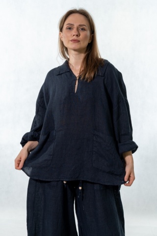 Bluzka lniana oversize Gioya & Co. - Blu