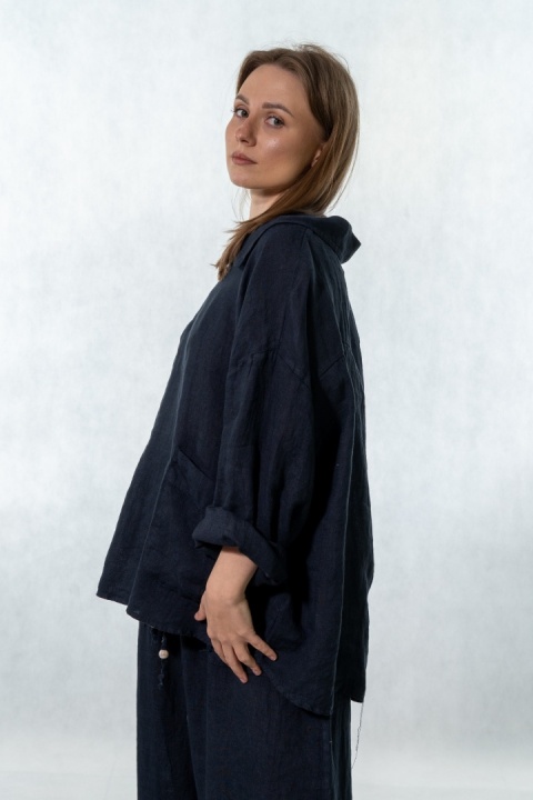 Bluzka lniana oversize Gioya & Co. - Blu