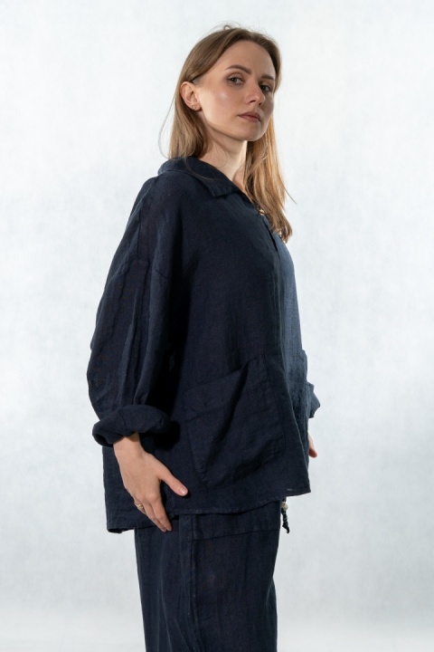Bluzka lniana oversize Gioya & Co. - Blu