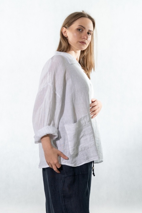 Bluzka lniana oversize Gioya & Co. - Bianco