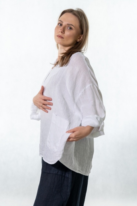 Bluzka lniana oversize Gioya & Co. - Bianco