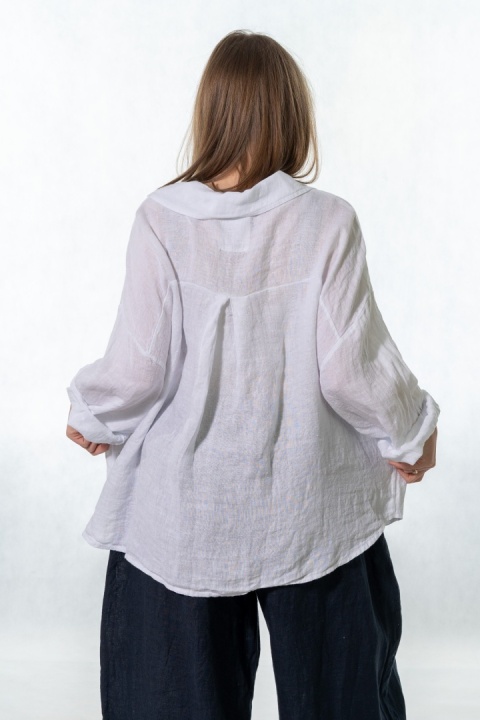 Bluzka lniana oversize Gioya & Co. - Bianco