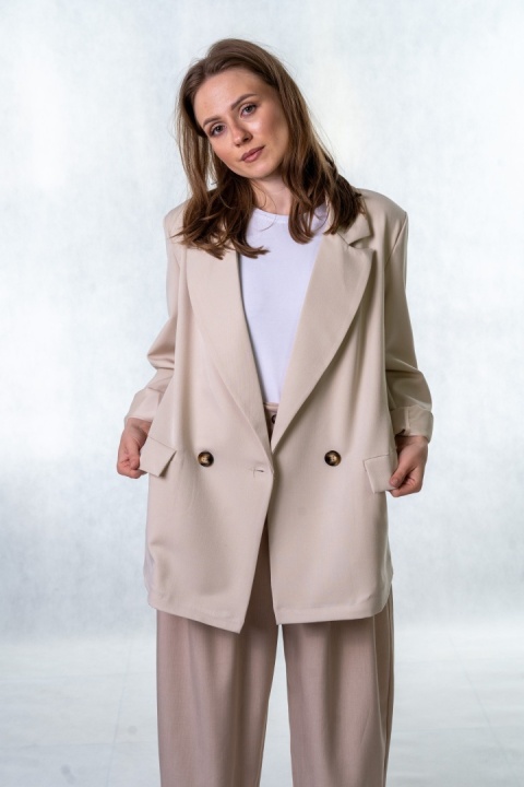 Elegancka Marynarka Dwurzędowa - Beżowa