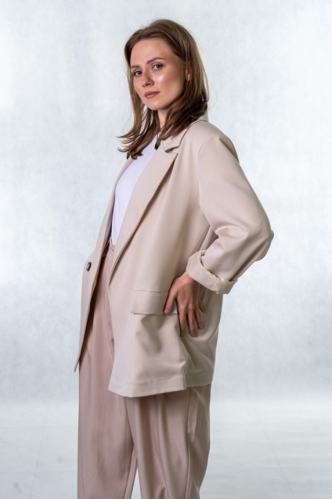 Elegancka Marynarka Dwurzędowa - Beżowa