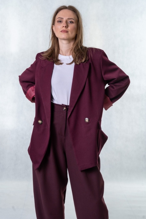 Elegancka Marynarka Dwurzędowa - Burgundowa