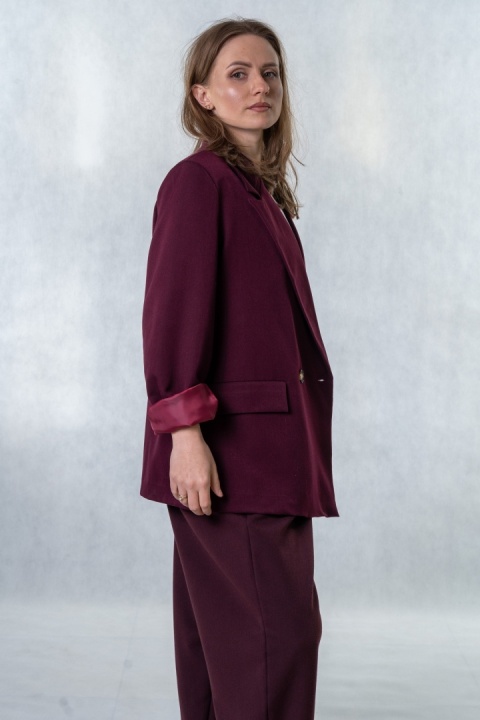 Elegancka Marynarka Dwurzędowa - Burgundowa