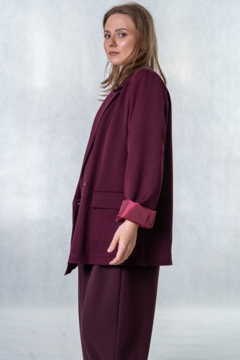 Elegancka Marynarka Dwurzędowa - Burgundowa
