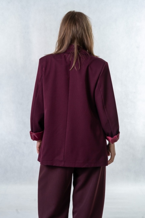 Elegancka Marynarka Dwurzędowa - Burgundowa