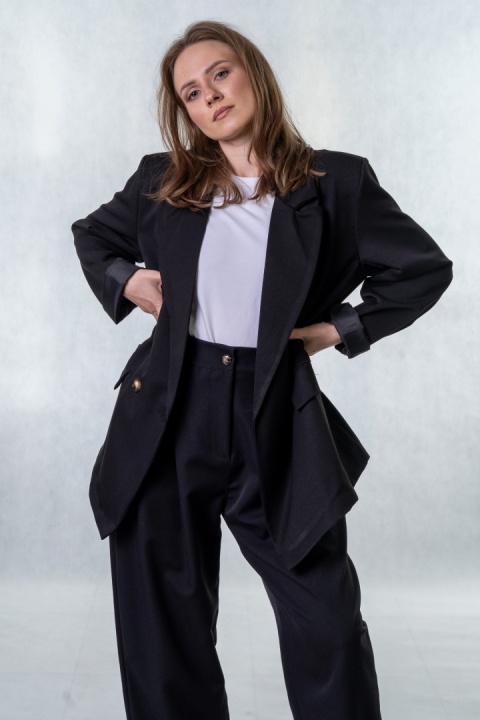 Elegancka Marynarka Dwurzędowa - Czarna