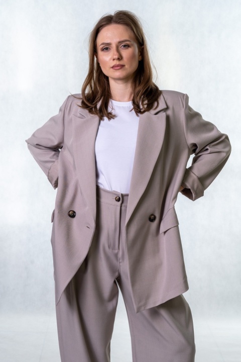 Elegancka Marynarka Dwurzędowa - Beż chłodny