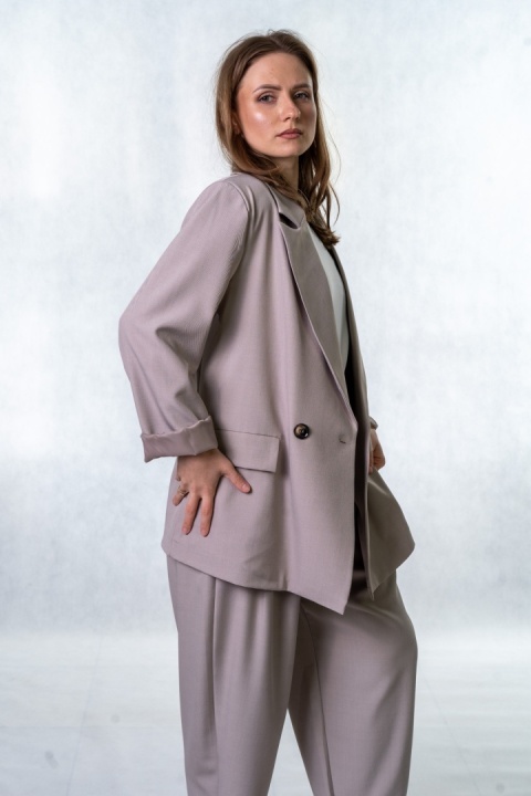 Elegancka Marynarka Dwurzędowa - Beż chłodny