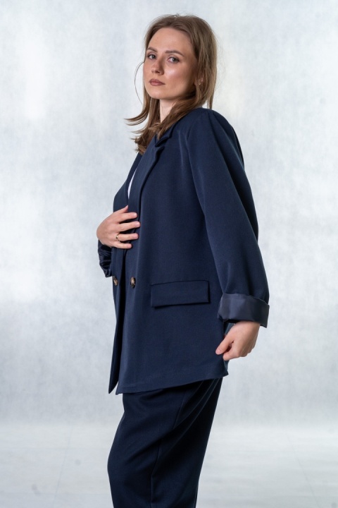Elegancka Marynarka Dwurzędowa – Granatowa