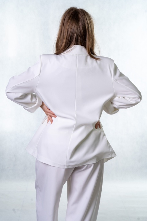 Elegancka Marynarka Dwurzędowa - Śmietankowa