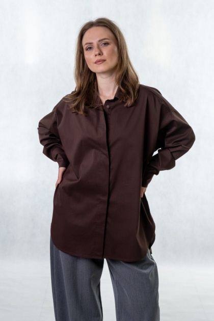 Elegancka koszula oversize Madame Sue - Czekolada