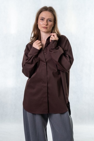 Elegancka koszula oversize Madame Sue - Czekolada