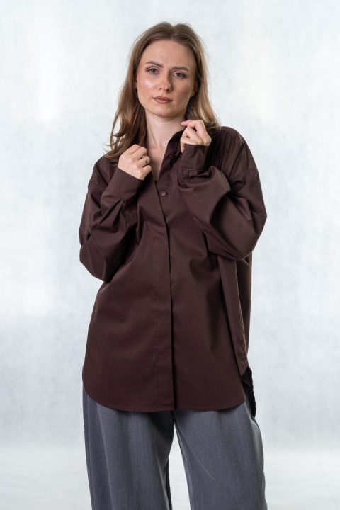Elegancka koszula oversize Madame Sue - Czekolada