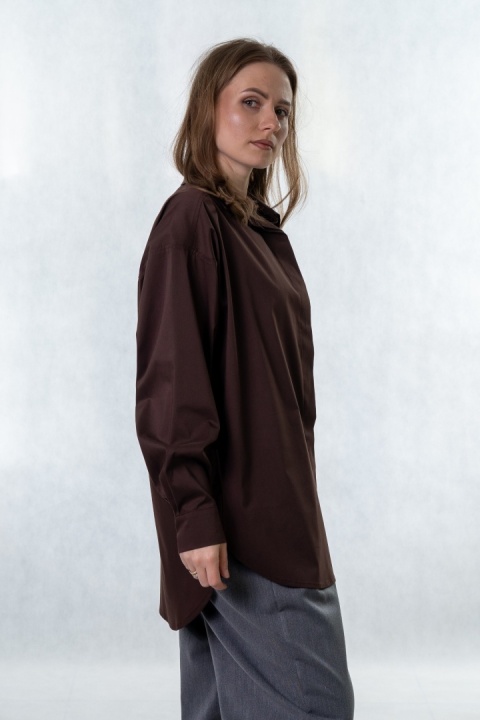 Elegancka koszula oversize Madame Sue - Czekolada