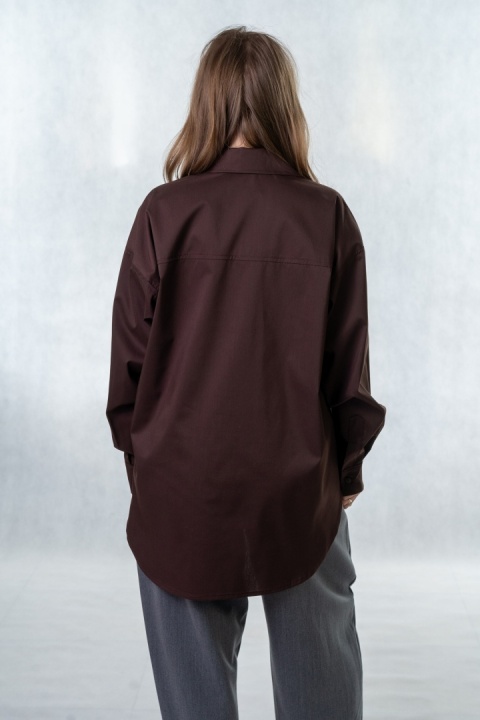 Elegancka koszula oversize Madame Sue - Czekolada