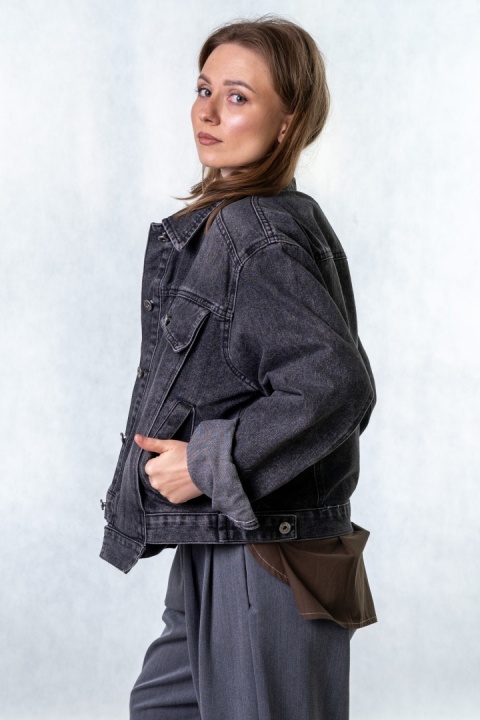 Katana jeansowa damska Premium grafitowa – kurtka denim klasyczna