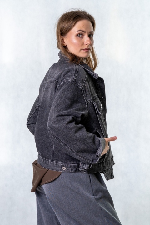 Katana jeansowa damska Premium grafitowa – kurtka denim klasyczna
