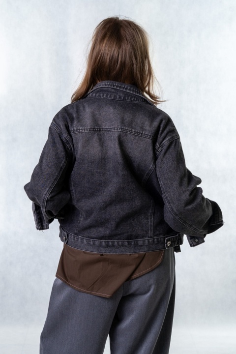 Katana jeansowa damska Premium grafitowa – kurtka denim klasyczna