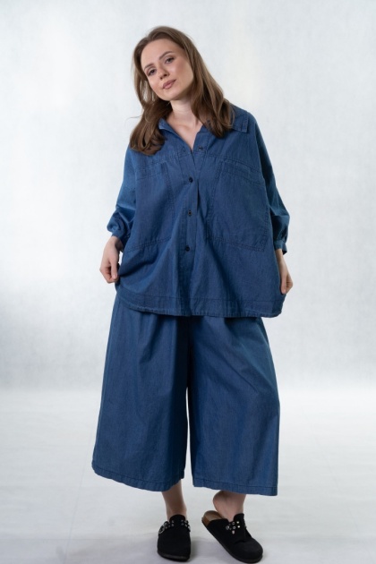 Komplet jeansowy – koszula + spodnie | Gioya & Co. - ciemny jeans