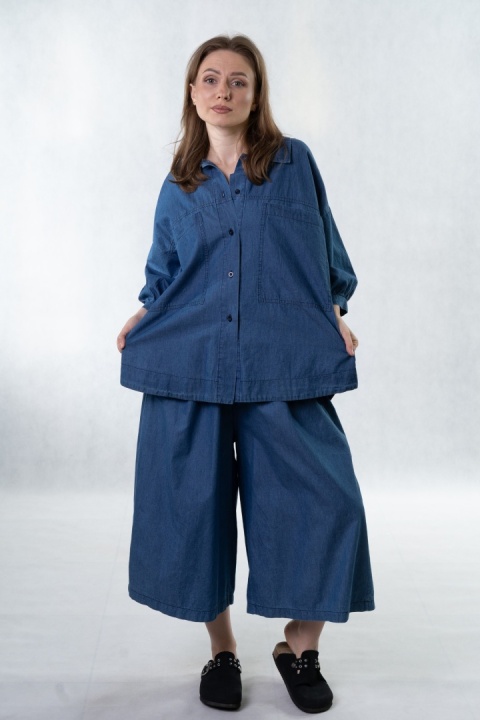 Komplet jeansowy – koszula + spodnie | Gioya & Co. - ciemny jeans