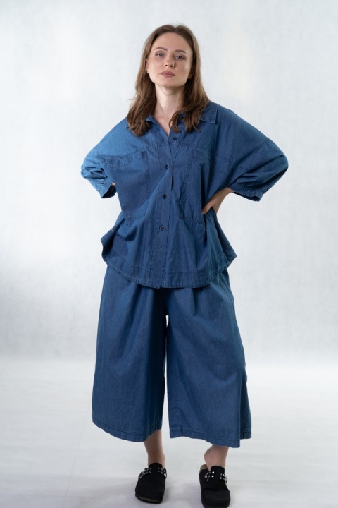 Komplet jeansowy – koszula + spodnie | Gioya & Co. - ciemny jeans