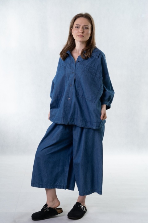 Komplet jeansowy – koszula + spodnie | Gioya & Co. - ciemny jeans