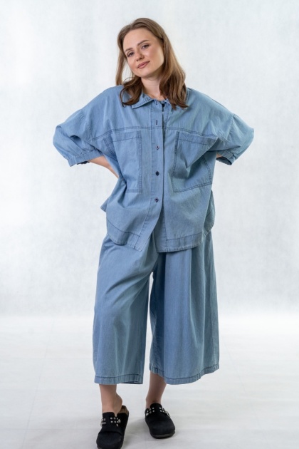 Komplet jeansowy - koszula + spodnie | Gioya & Co. - jasny jeans