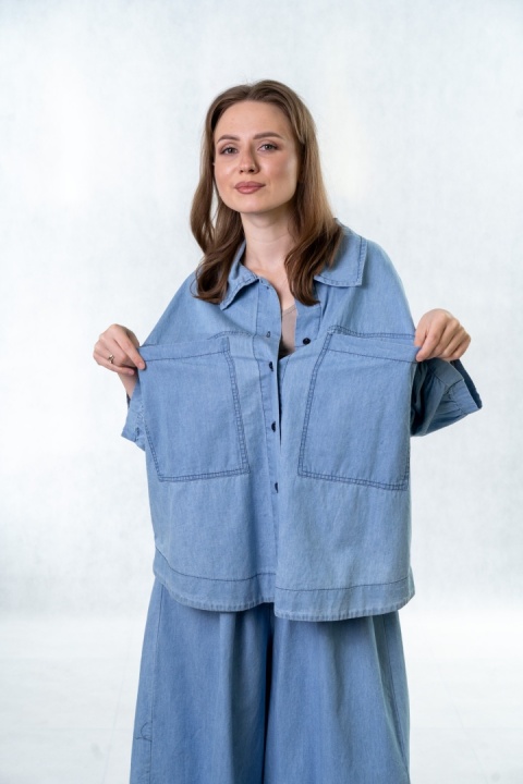Komplet jeansowy - koszula + spodnie | Gioya & Co. - jasny jeans