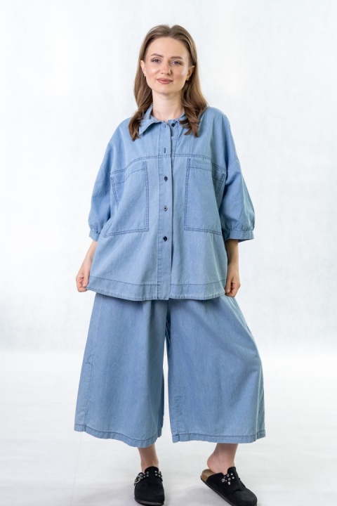 Komplet jeansowy - koszula + spodnie | Gioya & Co. - jasny jeans