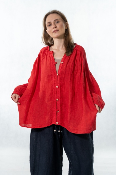 Koszula lniana Gioya&Co – lekkość i naturalna elegancja - Flame red