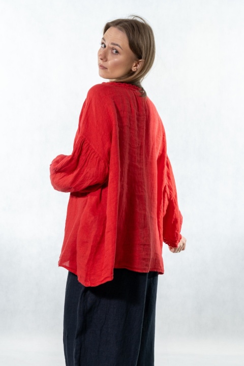 Koszula lniana Gioya&Co – lekkość i naturalna elegancja - Flame red