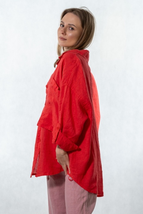 Koszula lniana Wiya 100% len - Flame Red