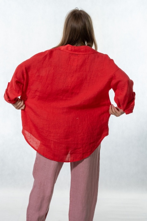 Koszula lniana Wiya 100% len - Flame Red